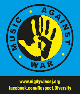 Music Against War, Ukr., logo This graphic appears to be the emblem created the Never Again Association to show solidarity with those affected by the war in Ukraine as well as the world over.