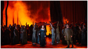 This image appears to be that of Sonya Yoncheva singing Norma in the Met Opera production of the opera.