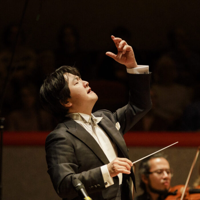 This is an image of Kazuki Yamada conducting the CBSO