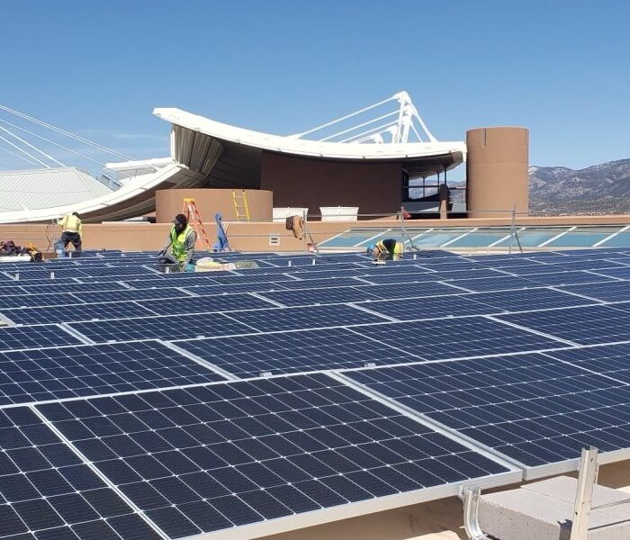 Santa Fe Opera House with Solar Panels.