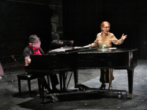 Production photo of Caryn Hartglass and Leonard Lehrman 