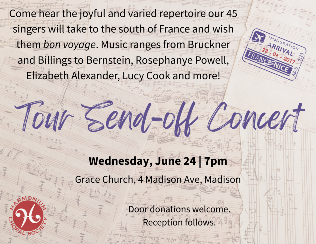 Harmonium Choral Society Announces Send-Off Concert Ahead of Tour