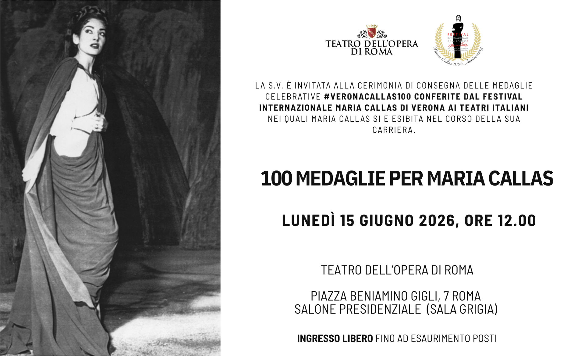 Teatro dell’Opera di Roma Presented with Award by Maria Callas International Festival in Verona