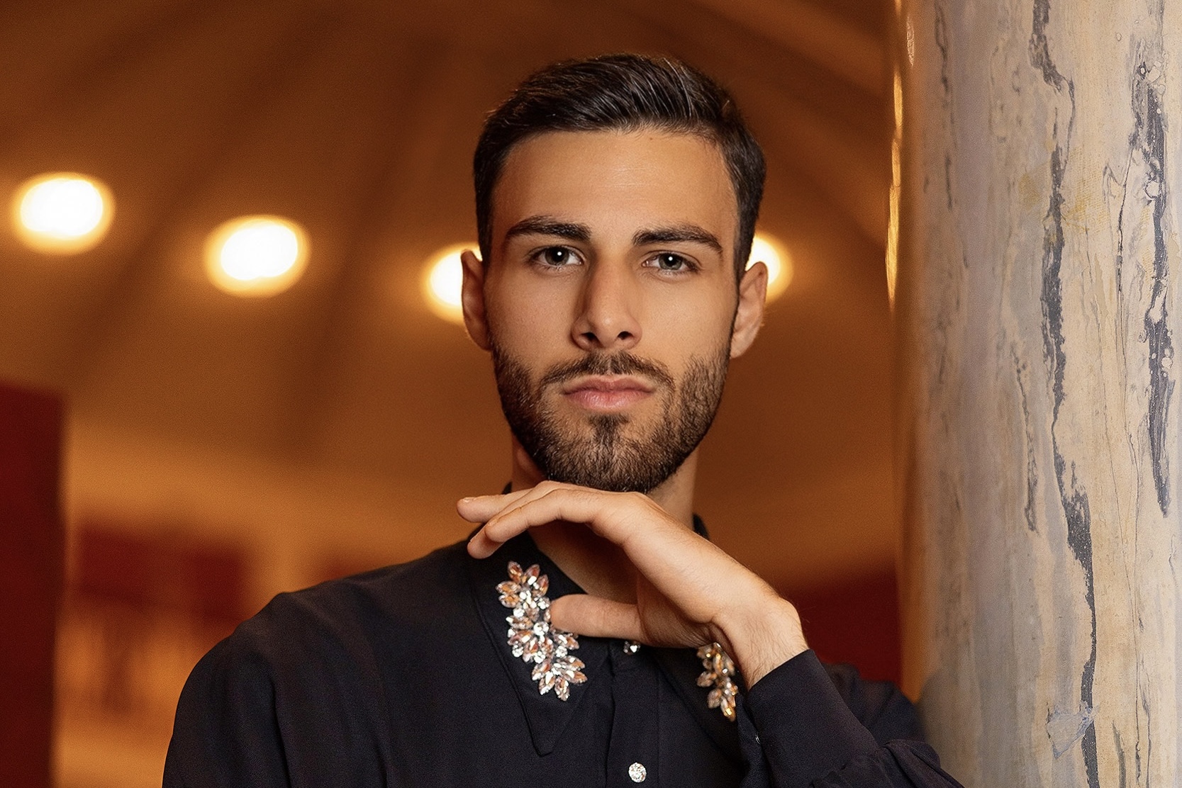 Countertenor Nicolò Balducci performing in the multimedia production of Farinelli – The Voice That Remains in Andria
